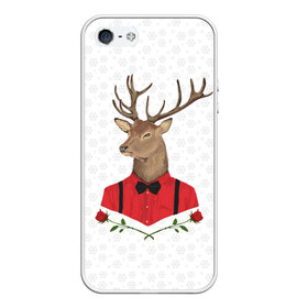 Чехол для iPhone 5/5S матовый с принтом Christmas Deer в городе Новоалтайск, Силикон | Область печати: задняя сторона чехла, без боковых панелей | new year | олень | рождество | роза | снег | узор