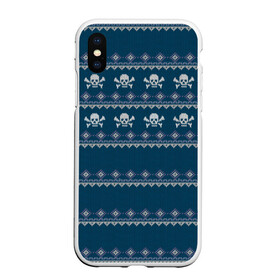 Чехол для iPhone XS Max матовый с принтом Свитер с черепами в городе Новоалтайск, Силикон | Область печати: задняя сторона чехла, без боковых панелей | новый год | пират | подарок | рок | свитер | тепло | череп