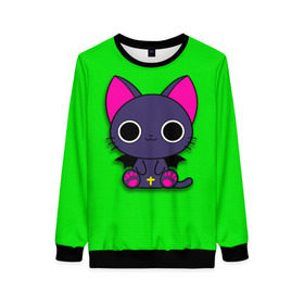 Женский свитшот 3D с принтом Котик аниме в городе Новоалтайск, 100% полиэстер с мягким внутренним слоем | круглый вырез горловины, мягкая резинка на манжетах и поясе, свободная посадка по фигуре | anime | кошка