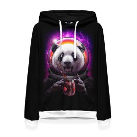 Женская толстовка 3D с принтом Panda Cosmonaut в городе Новоалтайск, 100% полиэстер  | двухслойный капюшон со шнурком для регулировки, мягкие манжеты на рукавах и по низу толстовки, спереди карман-кенгуру с мягким внутренним слоем. | bear | galaxy | panda | space | star | астронавт | галактика | звезда | космонавт | космос | медведь | панда
