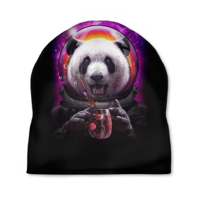 Шапка 3D с принтом Panda Cosmonaut в городе Новоалтайск, 100% полиэстер | универсальный размер, печать по всей поверхности изделия | Тематика изображения на принте: bear | galaxy | panda | space | star | астронавт | галактика | звезда | космонавт | космос | медведь | панда