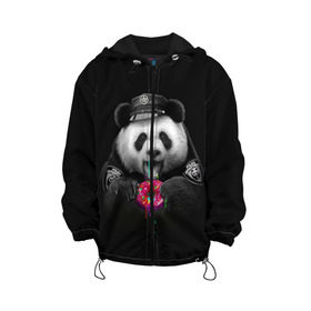 Детская куртка 3D с принтом Donut Panda в городе Новоалтайск, 100% полиэстер | застежка — молния, подол и капюшон оформлены резинкой с фиксаторами, по бокам — два кармана без застежек, один потайной карман на груди, плотность верхнего слоя — 90 г/м2; плотность флисового подклада — 260 г/м2 | bear | donut | panda | police | коп | медведь | панда | пончик