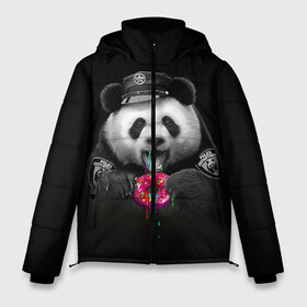 Мужская зимняя куртка 3D с принтом Donut Panda в городе Новоалтайск, верх — 100% полиэстер; подкладка — 100% полиэстер; утеплитель — 100% полиэстер | длина ниже бедра, свободный силуэт Оверсайз. Есть воротник-стойка, отстегивающийся капюшон и ветрозащитная планка. 

Боковые карманы с листочкой на кнопках и внутренний карман на молнии. | Тематика изображения на принте: bear | donut | panda | police | коп | медведь | панда | пончик