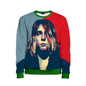 Детский свитшот 3D с принтом Kurt Cobain в городе Новоалтайск, 100% полиэстер | свободная посадка, прямой крой, мягкая тканевая резинка на рукавах и понизу свитшота | Тематика изображения на принте: curt | hope | kobain | nirvana | кобейн | курт | нирвана