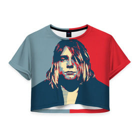 Женская футболка 3D укороченная с принтом Kurt Cobain в городе Новоалтайск, 100% полиэстер | круглая горловина, длина футболки до линии талии, рукава с отворотами | curt | hope | kobain | nirvana | кобейн | курт | нирвана