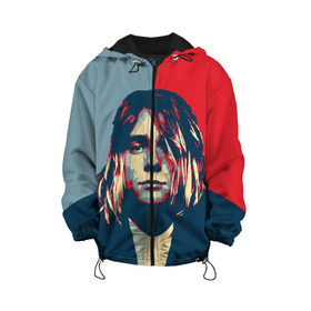 Детская куртка 3D с принтом Kurt Cobain в городе Новоалтайск, 100% полиэстер | застежка — молния, подол и капюшон оформлены резинкой с фиксаторами, по бокам — два кармана без застежек, один потайной карман на груди, плотность верхнего слоя — 90 г/м2; плотность флисового подклада — 260 г/м2 | Тематика изображения на принте: curt | hope | kobain | nirvana | кобейн | курт | нирвана