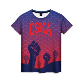 Женская футболка 3D с принтом CSKA Msk в городе Новоалтайск, 100% полиэфир ( синтетическое хлопкоподобное полотно) | прямой крой, круглый вырез горловины, длина до линии бедер | Тематика изображения на принте: moscow | москва | цска