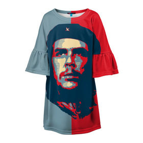 Детское платье 3D с принтом Che Guevara в городе Новоалтайск, 100% полиэстер | прямой силуэт, чуть расширенный к низу. Круглая горловина, на рукавах — воланы | че гевара