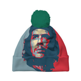Шапка 3D c помпоном с принтом Che Guevara в городе Новоалтайск, 100% полиэстер | универсальный размер, печать по всей поверхности изделия | че гевара