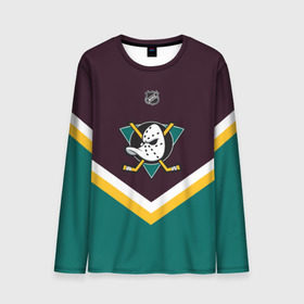 Мужской лонгслив 3D с принтом Anaheim Ducks в городе Новоалтайск, 100% полиэстер | длинные рукава, круглый вырез горловины, полуприлегающий силуэт | america | canada | hockey | nhl | usa | америка | канада | лед | нхл | сша | хоккей