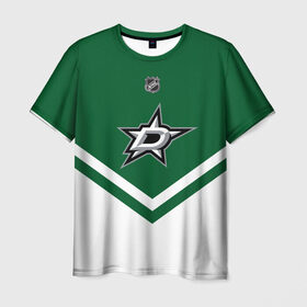Мужская футболка 3D с принтом Dallas Stars в городе Новоалтайск, 100% полиэфир | прямой крой, круглый вырез горловины, длина до линии бедер | Тематика изображения на принте: america | canada | hockey | nhl | usa | америка | даллас | канада | лед | нхл | старз | сша | хоккей