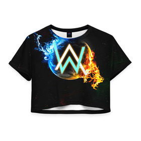 Женская футболка 3D укороченная с принтом Alan Walker 5 в городе Новоалтайск, 100% полиэстер | круглая горловина, длина футболки до линии талии, рукава с отворотами | alan walker | алан волкер | алан уолкер | хаус