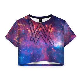 Женская футболка 3D укороченная с принтом Alan Walker 6 в городе Новоалтайск, 100% полиэстер | круглая горловина, длина футболки до линии талии, рукава с отворотами | alan walker | алан волкер | алан уолкер | хаус