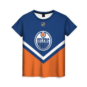 Женская футболка 3D с принтом Edmonton Oilers в городе Новоалтайск, 100% полиэфир ( синтетическое хлопкоподобное полотно) | прямой крой, круглый вырез горловины, длина до линии бедер | america | canada | hockey | nhl | usa | америка | детройт | канада | лед | нхл | ойлерз | сша | хоккей | эдмонтон