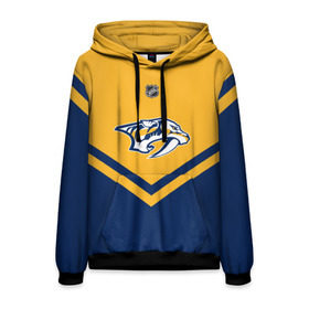 Мужская толстовка 3D с принтом Nashville Predators в городе Новоалтайск, 100% полиэстер | двухслойный капюшон со шнурком для регулировки, мягкие манжеты на рукавах и по низу толстовки, спереди карман-кенгуру с мягким внутренним слоем. | Тематика изображения на принте: america | canada | hockey | nhl | usa | америка | канада | лед | нхл | нэшвилл | предаторз | сша | хоккей