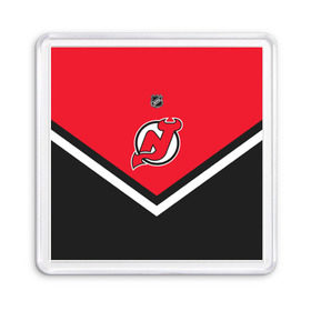 Магнит 55*55 с принтом New Jersey Devils в городе Новоалтайск, Пластик | Размер: 65*65 мм; Размер печати: 55*55 мм | Тематика изображения на принте: america | canada | hockey | nhl | usa | америка | девилз | джерси | канада | лед | нхл | нью | сша | хоккей