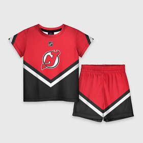 Детский костюм с шортами 3D с принтом New Jersey Devils в городе Новоалтайск,  |  | america | canada | hockey | nhl | usa | америка | девилз | джерси | канада | лед | нхл | нью | сша | хоккей