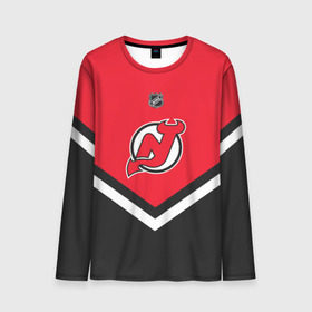 Мужской лонгслив 3D с принтом New Jersey Devils в городе Новоалтайск, 100% полиэстер | длинные рукава, круглый вырез горловины, полуприлегающий силуэт | america | canada | hockey | nhl | usa | америка | девилз | джерси | канада | лед | нхл | нью | сша | хоккей