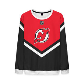 Мужской свитшот 3D с принтом New Jersey Devils в городе Новоалтайск, 100% полиэстер с мягким внутренним слоем | круглый вырез горловины, мягкая резинка на манжетах и поясе, свободная посадка по фигуре | Тематика изображения на принте: america | canada | hockey | nhl | usa | америка | девилз | джерси | канада | лед | нхл | нью | сша | хоккей