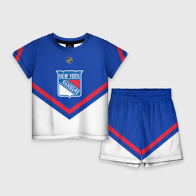 Детский костюм с шортами 3D с принтом New York Rangers в городе Новоалтайск,  |  | america | canada | hockey | nhl | usa | америка | канада | лед | нхл | нью йорк | рейнджерс | сша | хоккей