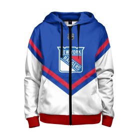 Детская толстовка 3D на молнии с принтом New York Rangers в городе Новоалтайск, 100% полиэстер |  манжеты и пояс оформлены широкой мягкой резинкой, двухслойный капюшон со шнурком для регулировки, спереди карманы и застежка-молния
 | america | canada | hockey | nhl | usa | америка | канада | лед | нхл | нью йорк | рейнджерс | сша | хоккей