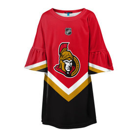 Детское платье 3D с принтом Ottawa Senators в городе Новоалтайск, 100% полиэстер | прямой силуэт, чуть расширенный к низу. Круглая горловина, на рукавах — воланы | america | canada | hockey | nhl | usa | америка | канада | лед | нхл | оттава | сенаторз | сша | хоккей