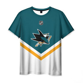 Мужская футболка 3D с принтом San Jose Sharks в городе Новоалтайск, 100% полиэфир | прямой крой, круглый вырез горловины, длина до линии бедер | america | canada | hockey | nhl | usa | акула | америка | канада | лед | нхл | сан хосе | сша | хоккей | шаркс