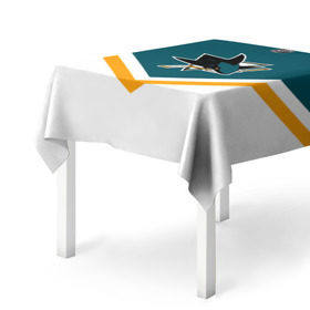 Скатерть 3D с принтом San Jose Sharks в городе Новоалтайск, 100% полиэстер (ткань не мнется и не растягивается) | Размер: 150*150 см | Тематика изображения на принте: america | canada | hockey | nhl | usa | акула | америка | канада | лед | нхл | сан хосе | сша | хоккей | шаркс