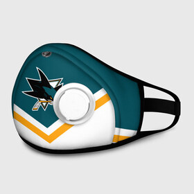 Маска из неопрена с принтом San Jose Sharks в городе Новоалтайск, неопрен 100% | Форма огибающая нос. Резинки для ушей с дополнительной резинкой на затылке. Клапан для выдоха для активного дыхания при занятиях спортом. Эластичный материал маски и окантовки для лучшего растяжения и прилегания маски.  | Тематика изображения на принте: america | canada | hockey | nhl | usa | акула | америка | канада | лед | нхл | сан хосе | сша | хоккей | шаркс