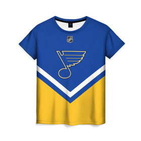 Женская футболка 3D с принтом St. Louis Blues в городе Новоалтайск, 100% полиэфир ( синтетическое хлопкоподобное полотно) | прямой крой, круглый вырез горловины, длина до линии бедер | america | canada | hockey | nhl | usa | америка | блюз | канада | лед | нхл | сент луис | сша | хоккей