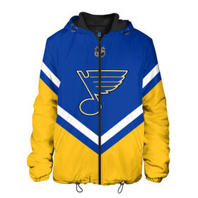 Мужская куртка 3D с принтом St. Louis Blues в городе Новоалтайск, ткань верха — 100% полиэстер, подклад — флис | прямой крой, подол и капюшон оформлены резинкой с фиксаторами, два кармана без застежек по бокам, один большой потайной карман на груди. Карман на груди застегивается на липучку | Тематика изображения на принте: america | canada | hockey | nhl | usa | америка | блюз | канада | лед | нхл | сент луис | сша | хоккей