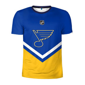 Мужская футболка 3D спортивная с принтом St. Louis Blues в городе Новоалтайск, 100% полиэстер с улучшенными характеристиками | приталенный силуэт, круглая горловина, широкие плечи, сужается к линии бедра | Тематика изображения на принте: america | canada | hockey | nhl | usa | америка | блюз | канада | лед | нхл | сент луис | сша | хоккей