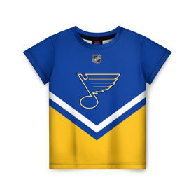 Детская футболка 3D с принтом St. Louis Blues в городе Новоалтайск, 100% гипоаллергенный полиэфир | прямой крой, круглый вырез горловины, длина до линии бедер, чуть спущенное плечо, ткань немного тянется | Тематика изображения на принте: america | canada | hockey | nhl | usa | америка | блюз | канада | лед | нхл | сент луис | сша | хоккей