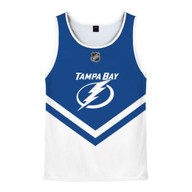 Мужская майка 3D с принтом Tampa Bay Lightning в городе Новоалтайск, 100% полиэстер | круглая горловина, приталенный силуэт, длина до линии бедра. Пройма и горловина окантованы тонкой бейкой | Тематика изображения на принте: america | canada | hockey | nhl | usa | америка | бэй | канада | лайтнинг | лед | нхл | сша | тампа | хоккей