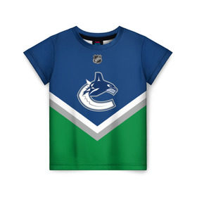 Детская футболка 3D с принтом Vancouver Canucks в городе Новоалтайск, 100% гипоаллергенный полиэфир | прямой крой, круглый вырез горловины, длина до линии бедер, чуть спущенное плечо, ткань немного тянется | Тематика изображения на принте: america | canada | hockey | nhl | usa | америка | ванкувер | канада | кэнакс | лед | нхл | сша | хоккей