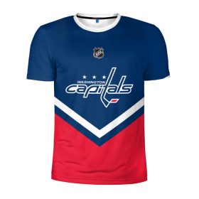 Мужская футболка 3D спортивная с принтом Washington Capitals в городе Новоалтайск, 100% полиэстер с улучшенными характеристиками | приталенный силуэт, круглая горловина, широкие плечи, сужается к линии бедра | Тематика изображения на принте: america | canada | hockey | nhl | usa | америка | вашингтон | канада | кэпиталз | лед | нхл | овечкин | сша | хоккей