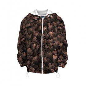 Детская куртка 3D с принтом Тысяча рук в городе Новоалтайск, 100% полиэстер | застежка — молния, подол и капюшон оформлены резинкой с фиксаторами, по бокам — два кармана без застежек, один потайной карман на груди, плотность верхнего слоя — 90 г/м2; плотность флисового подклада — 260 г/м2 | Тематика изображения на принте: руки