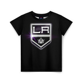 Детская футболка 3D с принтом Los Angeles Kings в городе Новоалтайск, 100% гипоаллергенный полиэфир | прямой крой, круглый вырез горловины, длина до линии бедер, чуть спущенное плечо, ткань немного тянется | Тематика изображения на принте: hockey | kings | los angeles | nhl | корона | нхл | хоккеист | хоккей