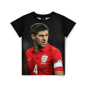 Детская футболка 3D с принтом Steven Gerrard в городе Новоалтайск, 100% гипоаллергенный полиэфир | прямой крой, круглый вырез горловины, длина до линии бедер, чуть спущенное плечо, ткань немного тянется | england national team | premier league | steven gerrard | англия | ливерпуль | стивен джеррард | футбол