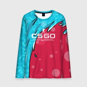 Мужской лонгслив 3D с принтом cs:go - Water Elemental,glock-18 style (Водяной) в городе Новоалтайск, 100% полиэстер | длинные рукава, круглый вырез горловины, полуприлегающий силуэт | cs | csgo | dragon | elemental | tatoo | water | водяной | го | кс