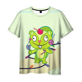 Мужская футболка 3D с принтом Happy Tree Friends в городе Новоалтайск, 100% полиэфир | прямой крой, круглый вырез горловины, длина до линии бедер | Тематика изображения на принте: 
