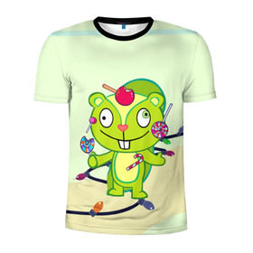 Мужская футболка 3D спортивная с принтом Happy Tree Friends в городе Новоалтайск, 100% полиэстер с улучшенными характеристиками | приталенный силуэт, круглая горловина, широкие плечи, сужается к линии бедра | 