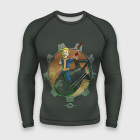 Мужской рашгард 3D с принтом Flying Vault Boy в городе Новоалтайск,  |  | Тематика изображения на принте: atom | bomb | boy | fallout | radioactive | vault | wasteland | атом | бой | бомба | волт | мальчик | радиация | фоллаут | ядерная