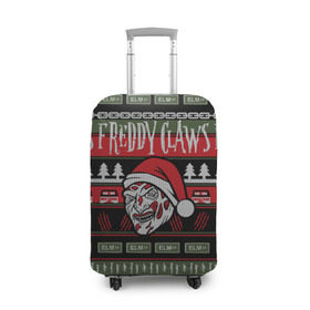 Чехол для чемодана 3D с принтом Freddy Christmas в городе Новоалтайск, 86% полиэфир, 14% спандекс | двустороннее нанесение принта, прорези для ручек и колес | freddy | halloween | krueger | new year | nightmare | крюгер | новый год | ужас | фредди | хэллоуин