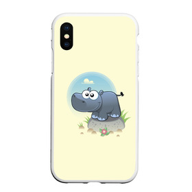 Чехол для iPhone XS Max матовый с принтом Бегемотик в городе Новоалтайск, Силикон | Область печати: задняя сторона чехла, без боковых панелей | веселые | детеныш | забавные