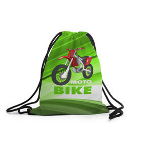Рюкзак-мешок 3D с принтом Motobike в городе Новоалтайск, 100% полиэстер | плотность ткани — 200 г/м2, размер — 35 х 45 см; лямки — толстые шнурки, застежка на шнуровке, без карманов и подкладки | Тематика изображения на принте: байк | байкер | мото | мотогонки | мотоспорт | мотоцикл