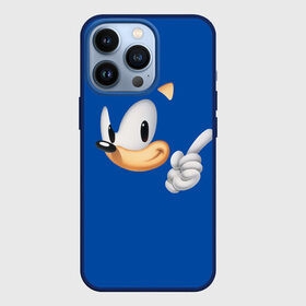 Чехол для iPhone 13 Pro с принтом Соник в городе Новоалтайск,  |  | Тематика изображения на принте: sega | sonic | аркада | ёж | ёжик | лицо | палец | приставка | синий