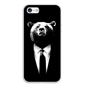 Чехол для iPhone 5/5S матовый с принтом Медведь бизнесмен в городе Новоалтайск, Силикон | Область печати: задняя сторона чехла, без боковых панелей | Тематика изображения на принте: animal | bear | beast | business | suit | бизнес | джентльмен | животное | зверь | медведь | смокинг