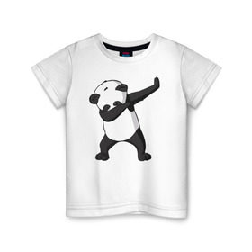 Детская футболка хлопок с принтом Panda dab в городе Новоалтайск, 100% хлопок | круглый вырез горловины, полуприлегающий силуэт, длина до линии бедер | дэб | панда