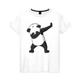 Женская футболка хлопок с принтом Panda dab в городе Новоалтайск, 100% хлопок | прямой крой, круглый вырез горловины, длина до линии бедер, слегка спущенное плечо | дэб | панда